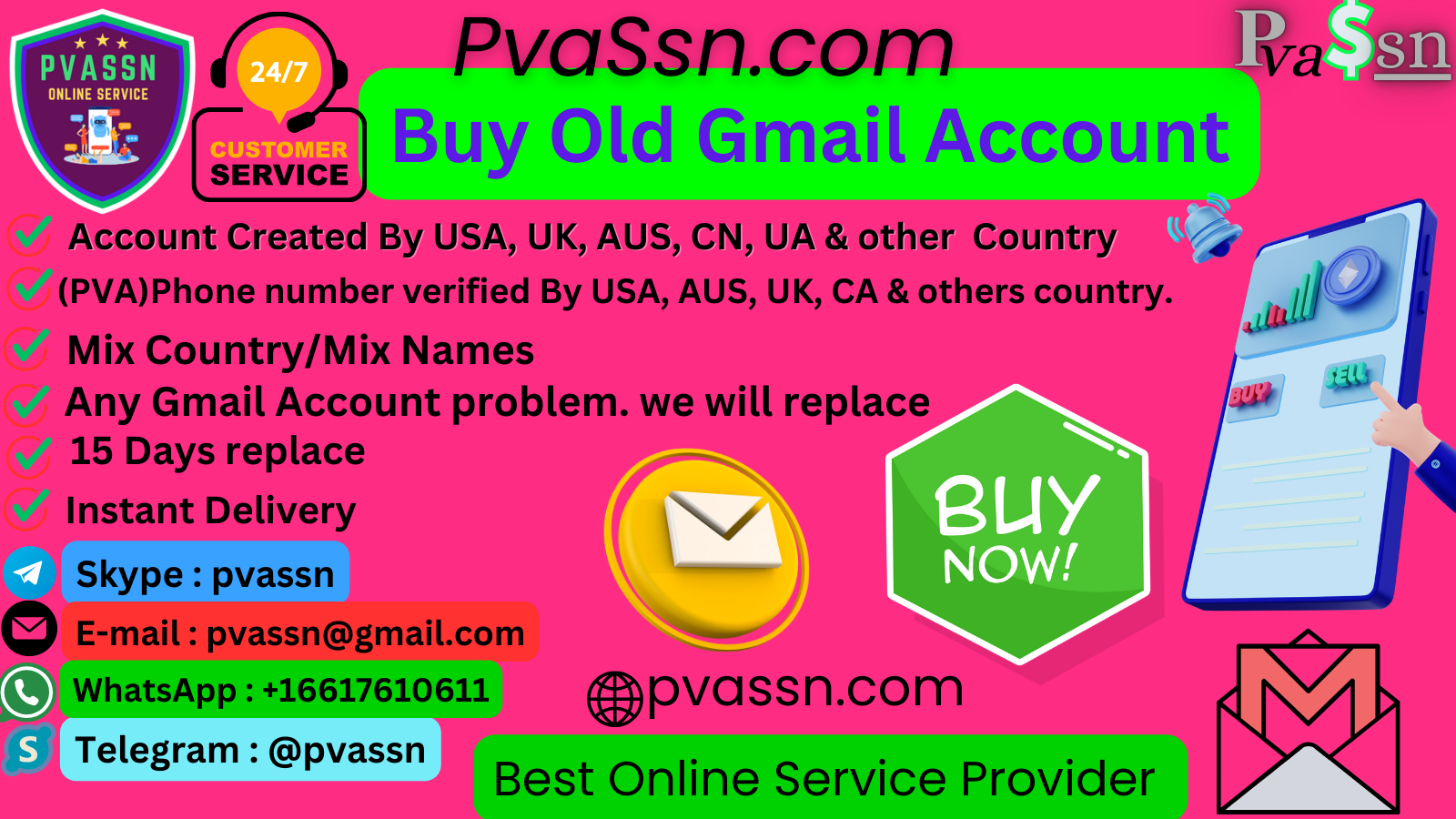 Buy old Gmail accounts from pvassn